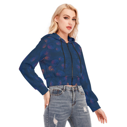 Women's Crop Top Hoodie With Zipper Closure