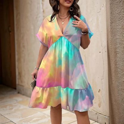 Women’s Floral V-Neck Short Sleeve Dress
