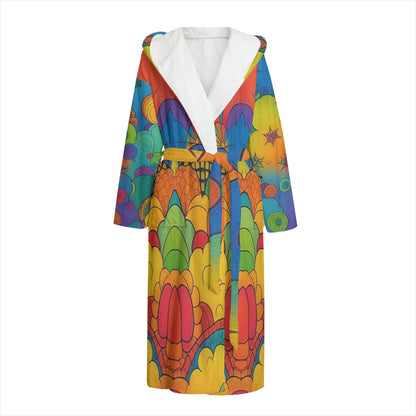 Unisex Flannel Hooded bathrobe