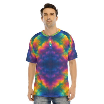 Men's Raglan Sleeve T-shirt With Button Closure