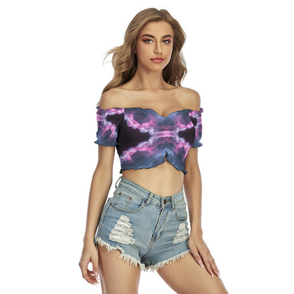 Women's One-shoulder Off-the-navel Short Sleeve T-shirt