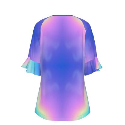 V-neck Women's T-shirt With Bell Sleeve