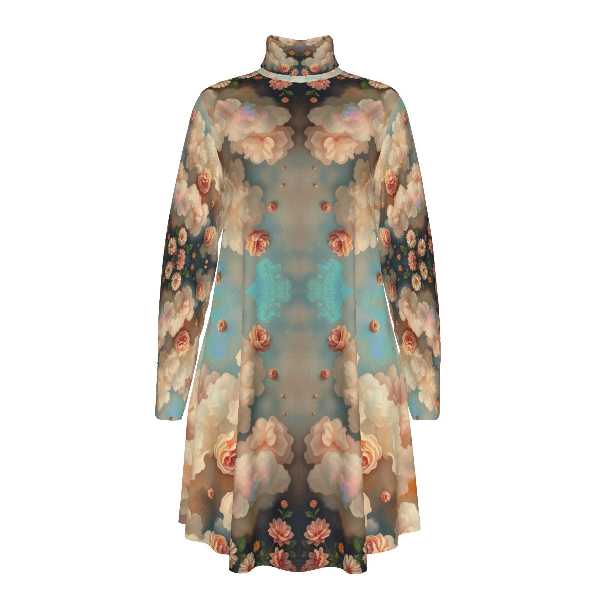 Women's High Neck Dress With Long Sleeve