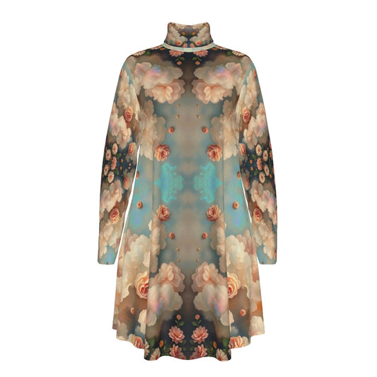 Women's High Neck Dress With Long Sleeve