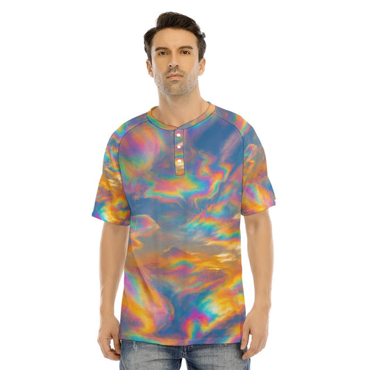 Men's Raglan Sleeve T-shirt With Button Closure