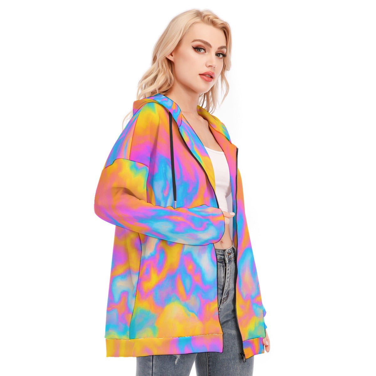 Women's Long Hoodie With Zipper Closure