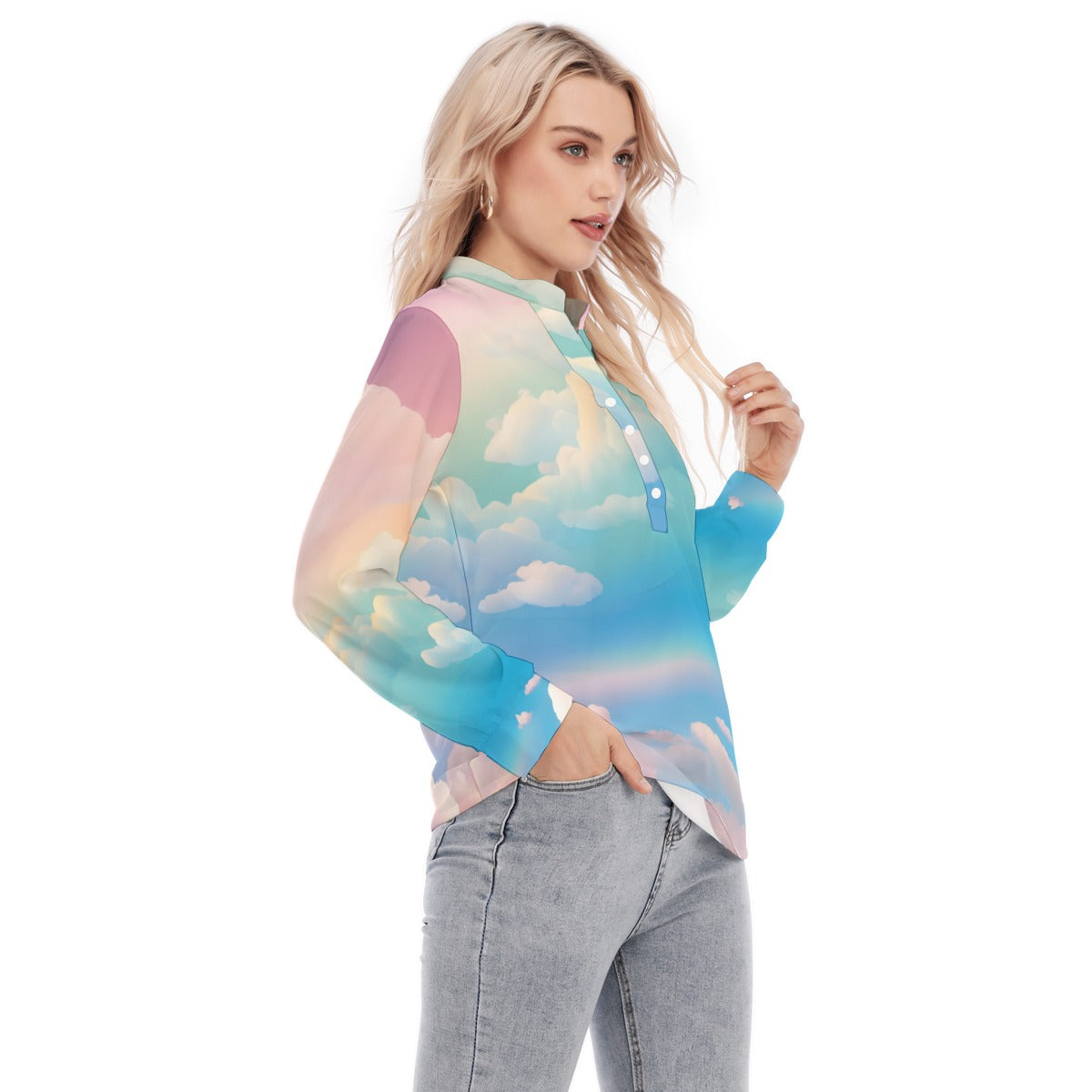 Women's Long Sleeve Blouse With Button Closure