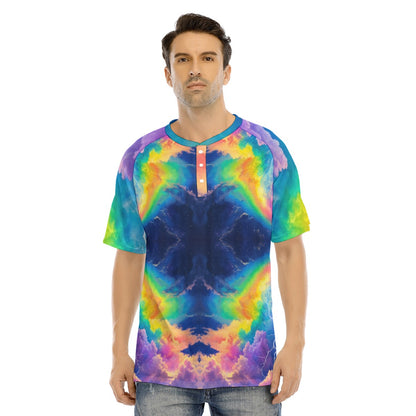 Men's Raglan Sleeve T-shirt With Button Closure