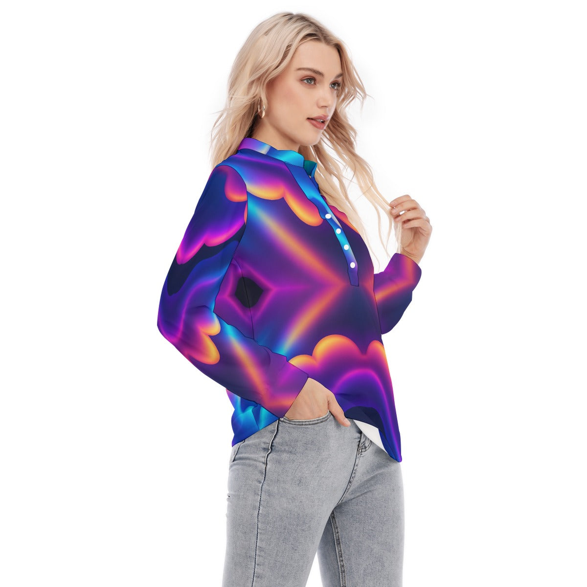 Women's Long Sleeve Blouse With Button Closure