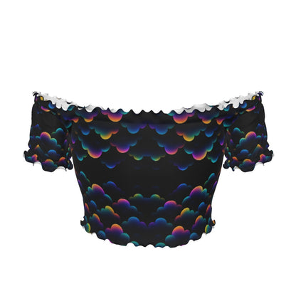 Women's One-shoulder Off-the-navel Short Sleeve T-shirt