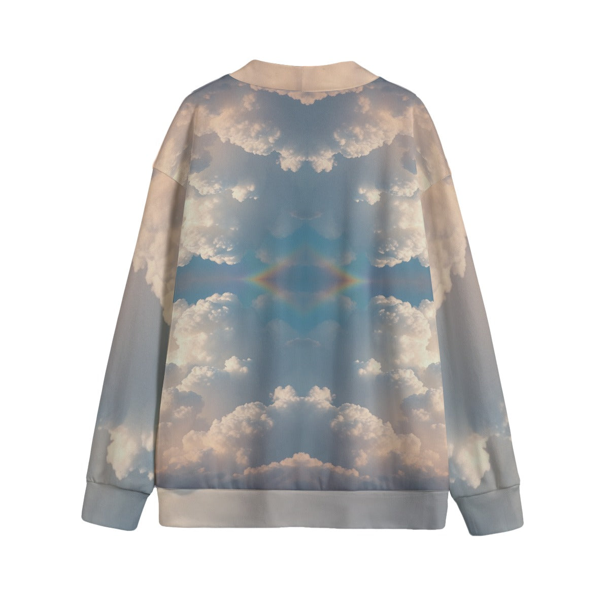 Unisex V-neck Knitted Fleece Cardigan With Button Closure
