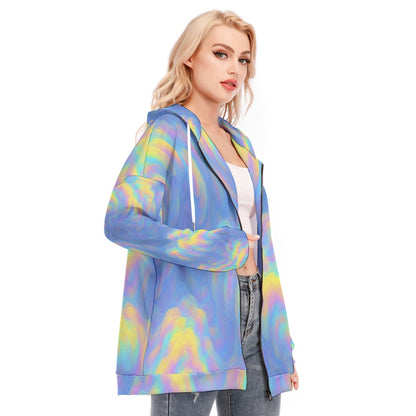 Women's Long Hoodie With Zipper Closure
