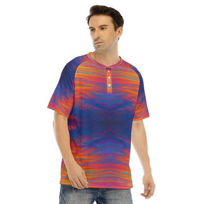 Men's Raglan Sleeve T-shirt With Button Closure