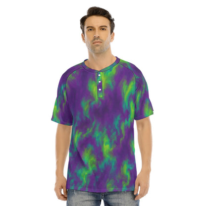 Men's Raglan Sleeve T-shirt With Button Closure