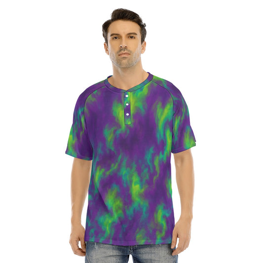 Men's Raglan Sleeve T-shirt With Button Closure