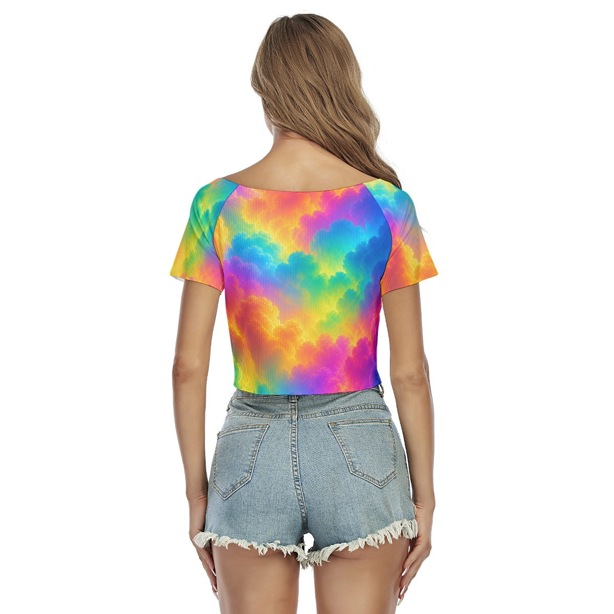 Women's Raglan Drawstring Front Crop Tee