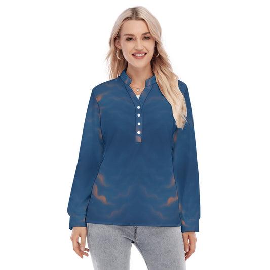 Women's Long Sleeve Blouse With Button Closure
