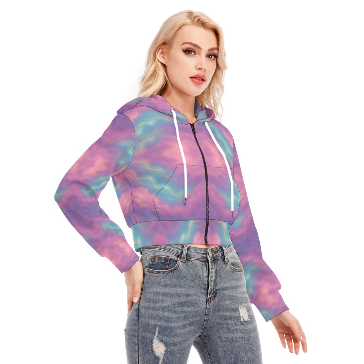 Women's Crop Top Hoodie With Zipper Closure