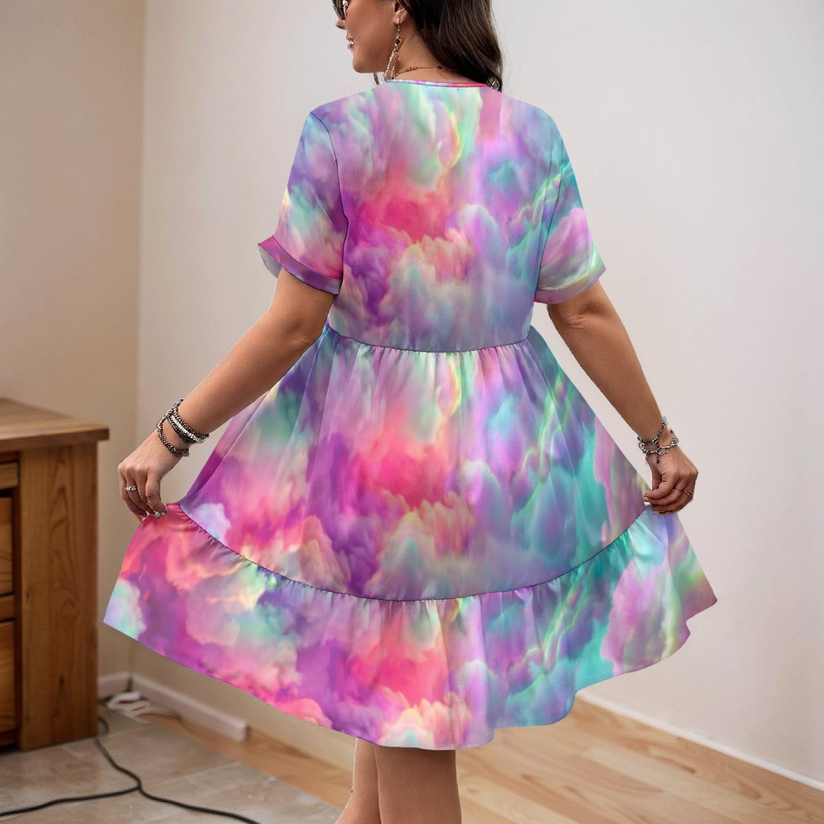 Women’s Floral V-Neck Short Sleeve Dress