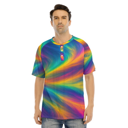 Men's Raglan Sleeve T-shirt With Button Closure