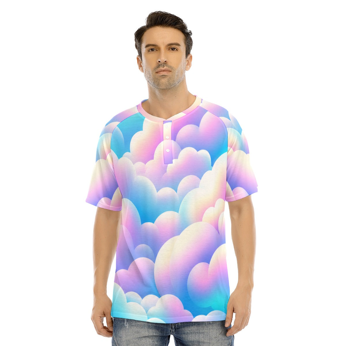 Men's Raglan Sleeve T-shirt With Button Closure