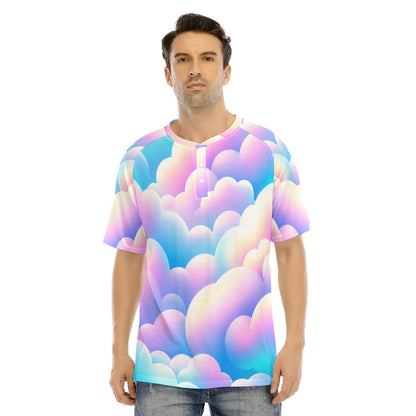 Men's Raglan Sleeve T-shirt With Button Closure