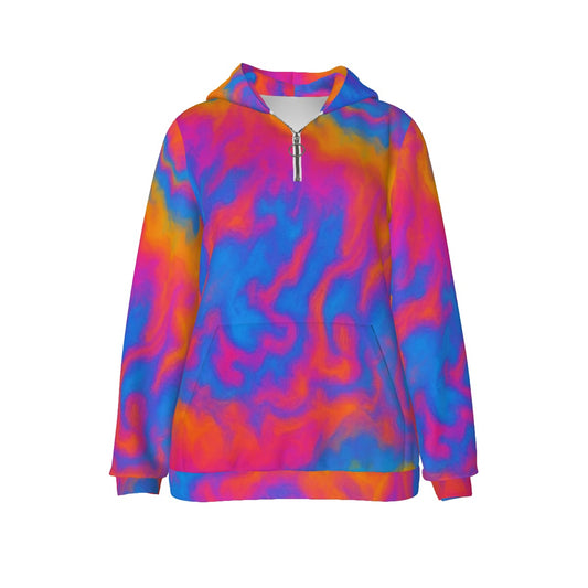 Women's Borg Fleece Hoodie With Half Zip