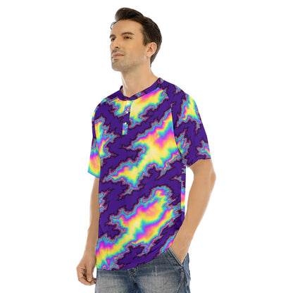 Men's Raglan Sleeve T-shirt With Button Closure