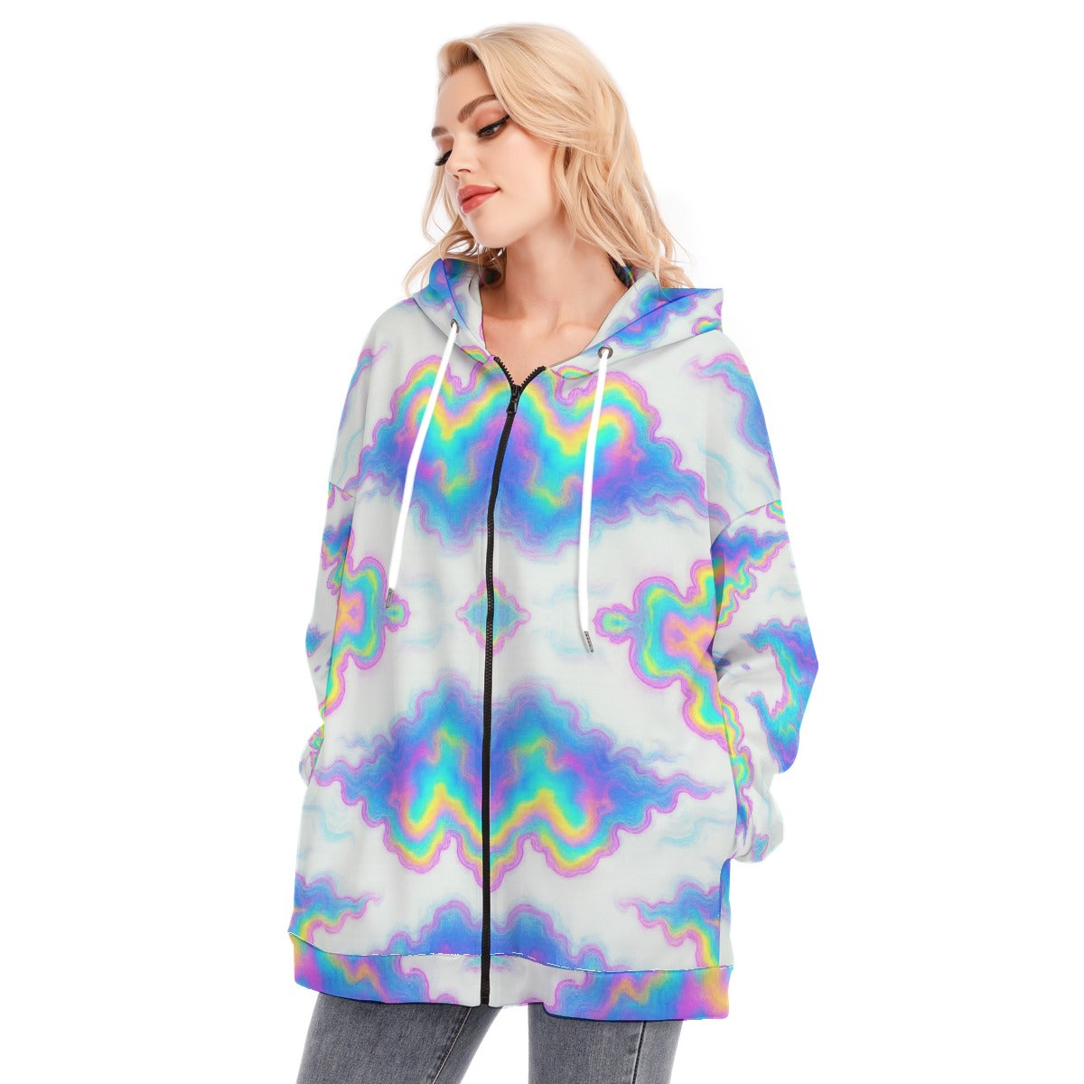 Women's Long Hoodie With Zipper Closure