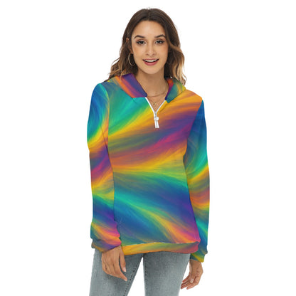 Women's Borg Fleece Hoodie With Half Zip