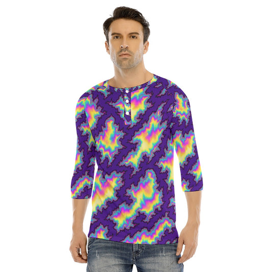 Men's Bracelet Sleeve T-shirt With Button Closure - view 1