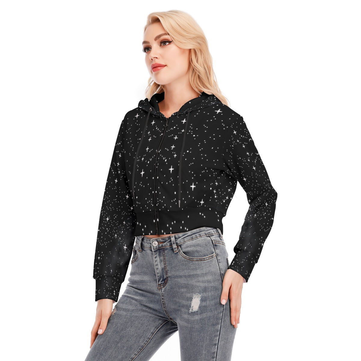 Women's Crop Top Hoodie With Zipper Closure