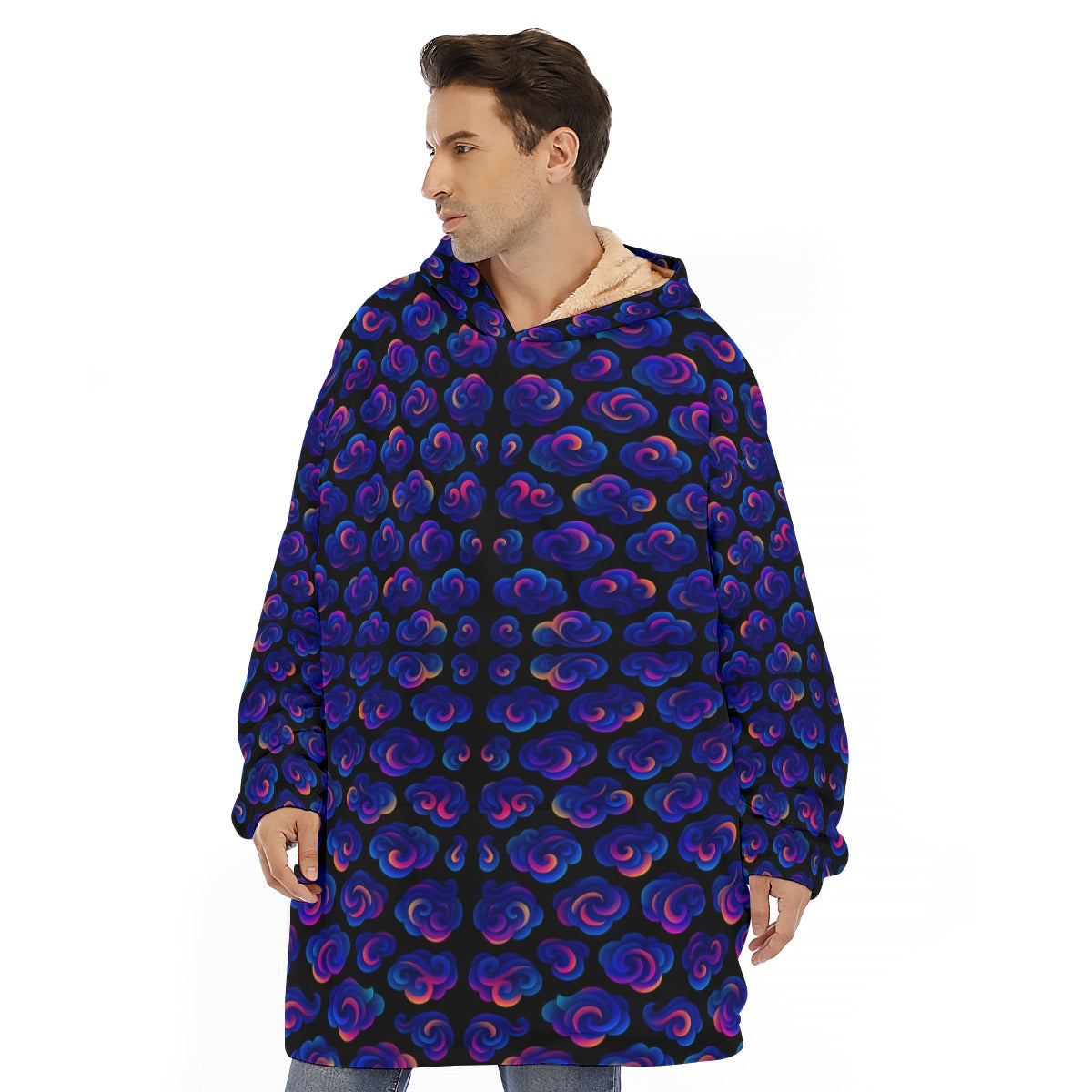 Unisex Sherpa Fleece Hoodie Blanket