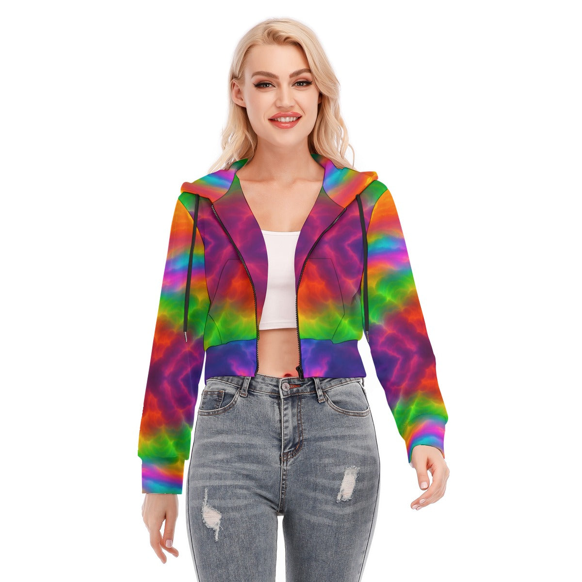 Women's Crop Top Hoodie With Zipper Closure