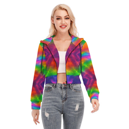 Women's Crop Top Hoodie With Zipper Closure