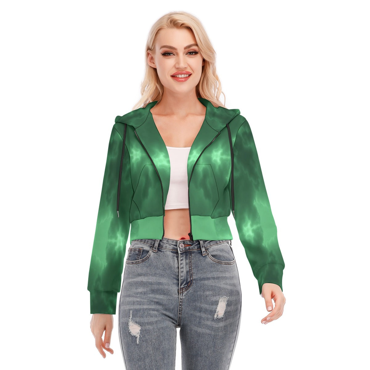 Women's Crop Top Hoodie With Zipper Closure
