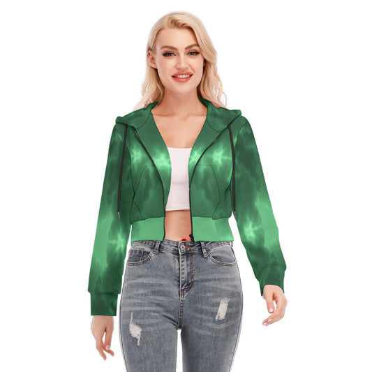 Women's Crop Top Hoodie With Zipper Closure