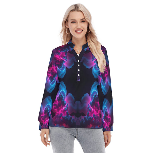 Women's Long Sleeve Blouse With Button Closure