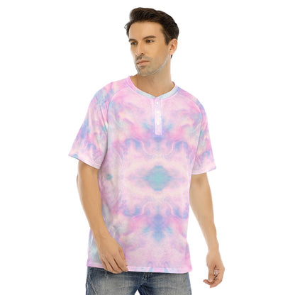 Men's Raglan Sleeve T-shirt With Button Closure