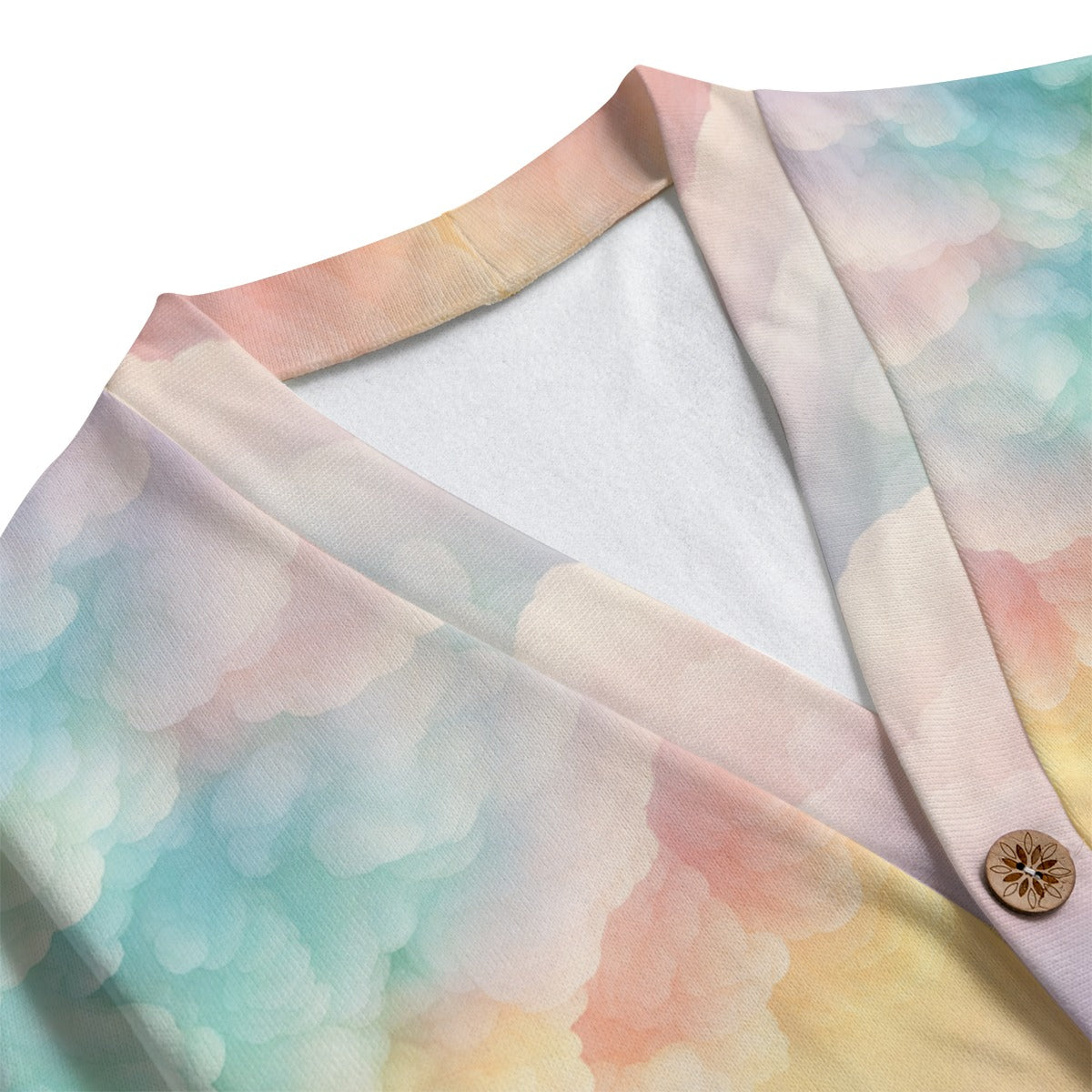 Unisex V-neck Knitted Fleece Cardigan With Button Closure