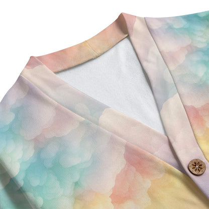 Unisex V-neck Knitted Fleece Cardigan With Button Closure