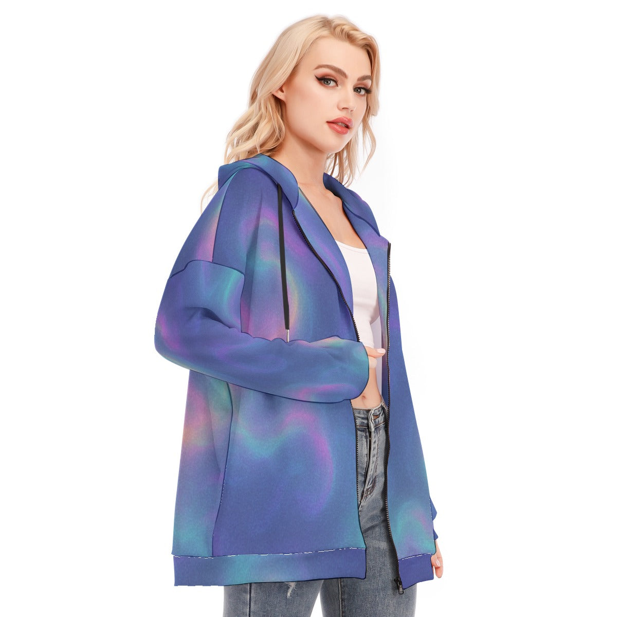 Women's Long Hoodie With Zipper Closure