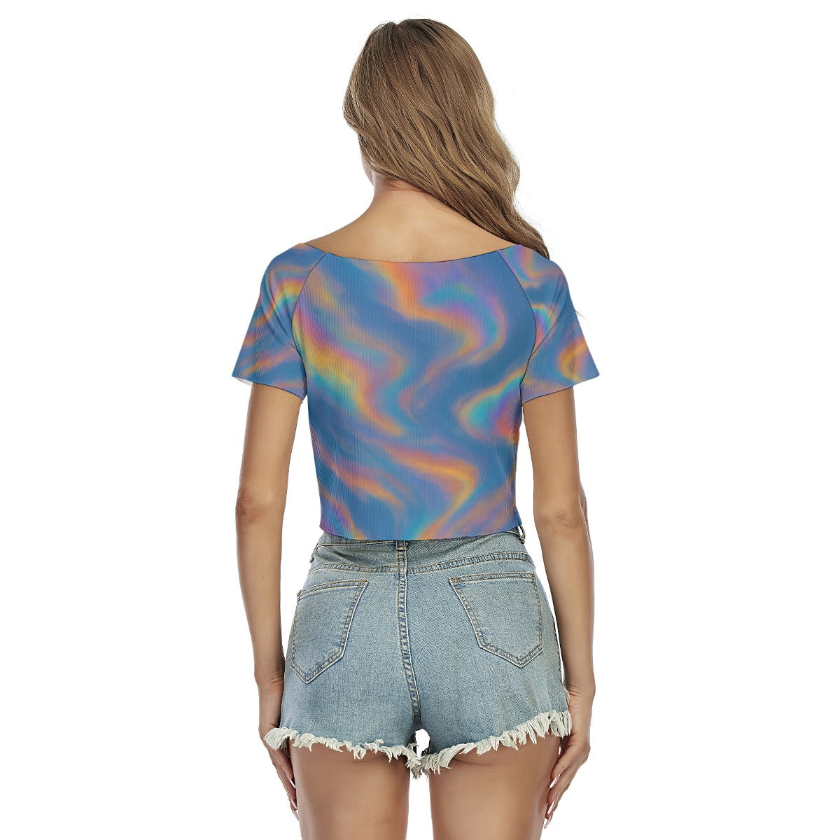 Women's Raglan Drawstring Front Crop Tee