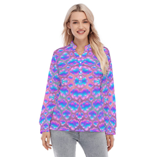 Women's Long Sleeve Blouse With Button Closure