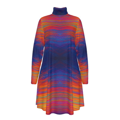 Women's High Neck Dress With Long Sleeve