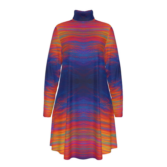 Women's High Neck Dress With Long Sleeve