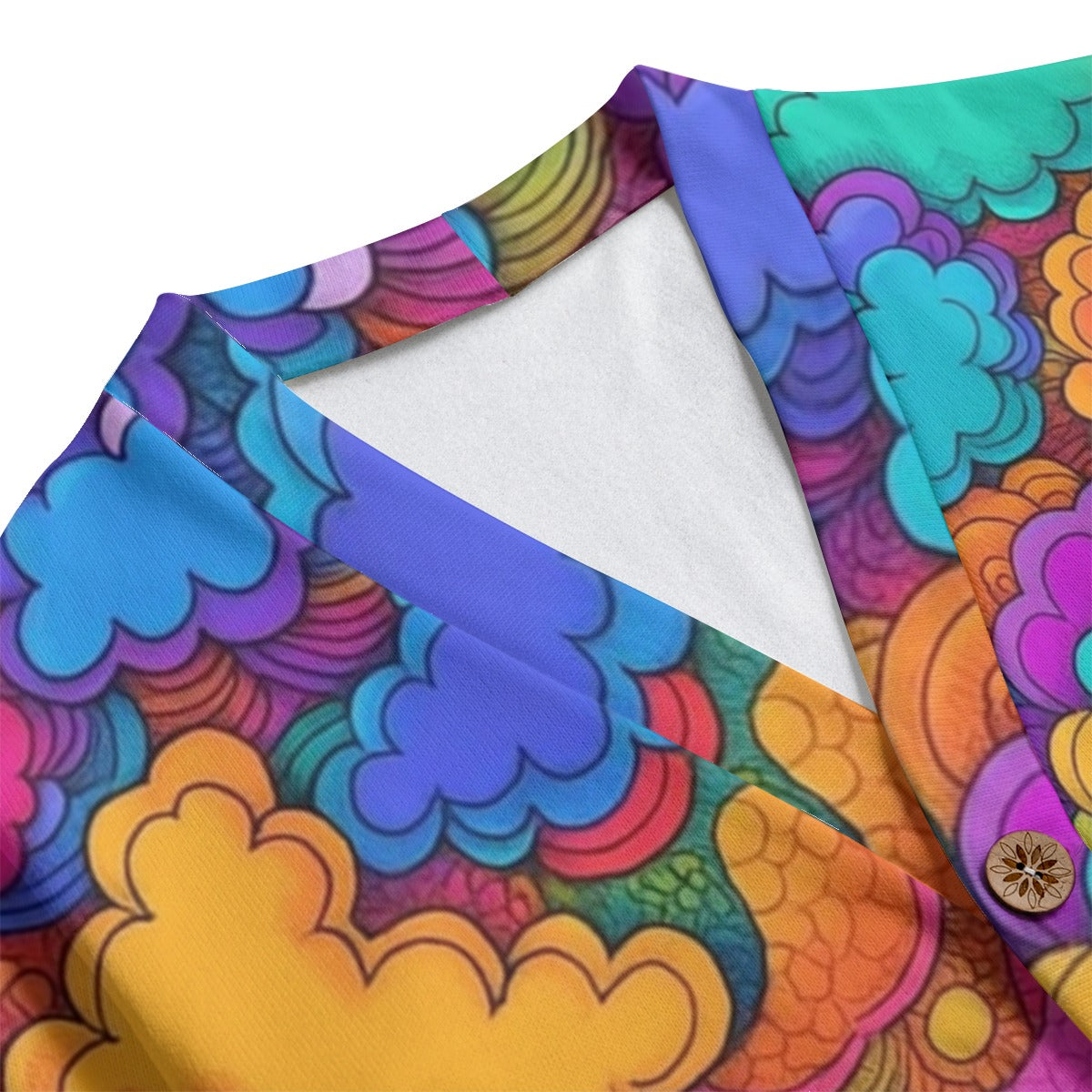 Unisex V-neck Knitted Fleece Cardigan With Button Closure