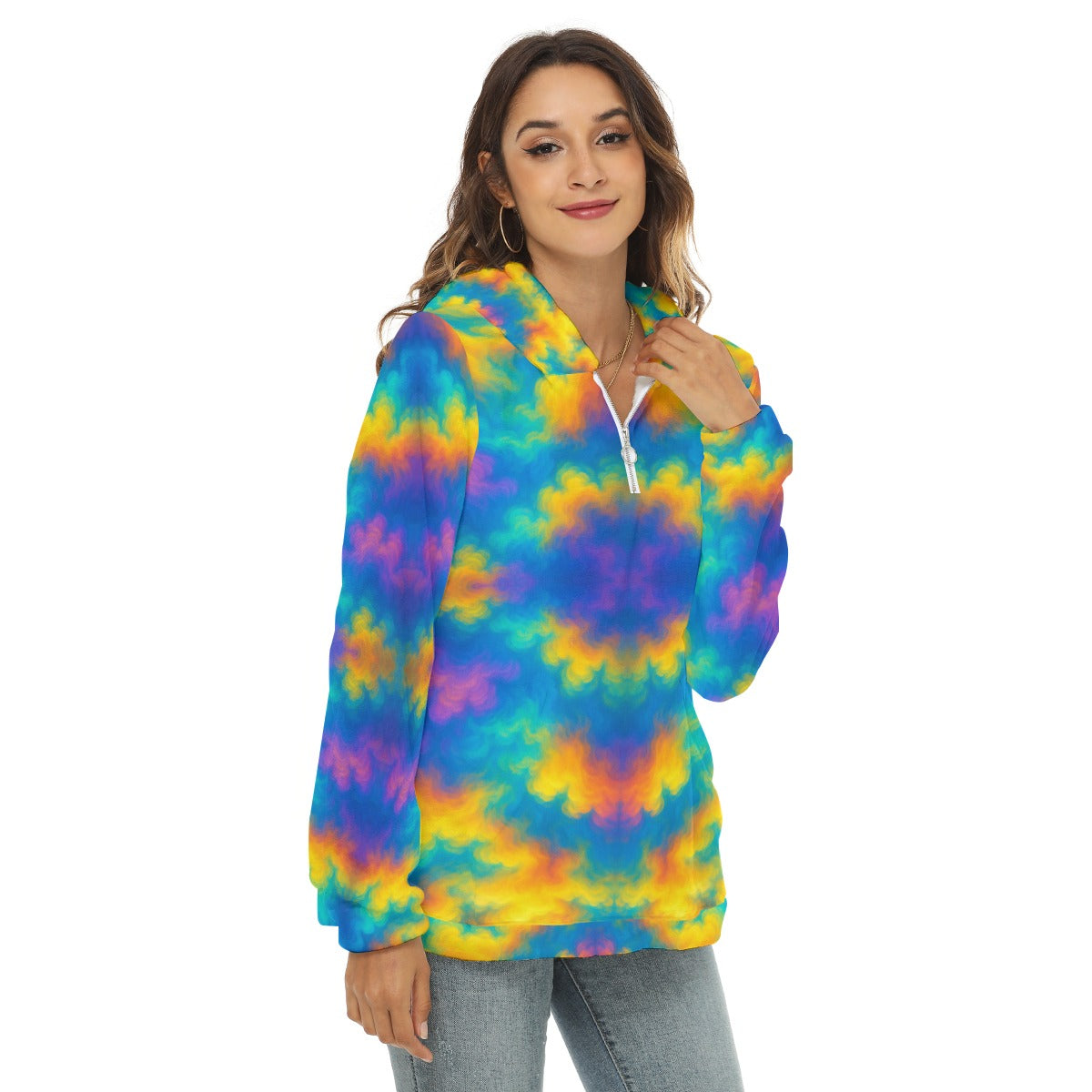 Women's Borg Fleece Hoodie With Half Zip