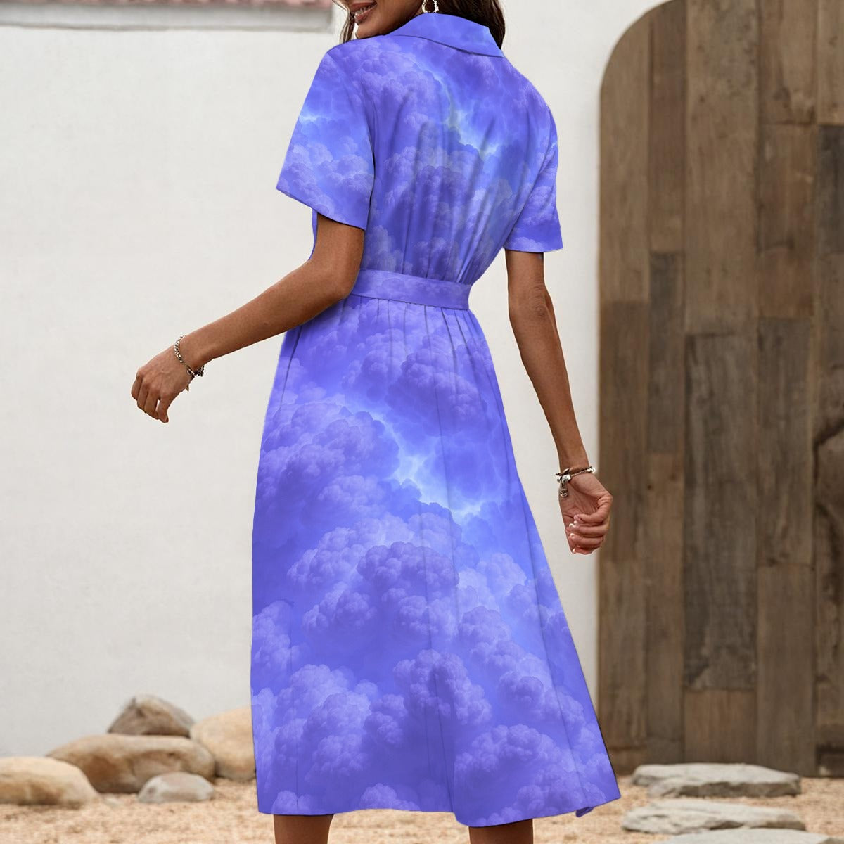 Women's Shirt Dress with Waist Tie