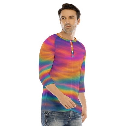 Men's Bracelet Sleeve T-shirt With Button Closure - view 2